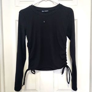 Zara ruched ribbed top